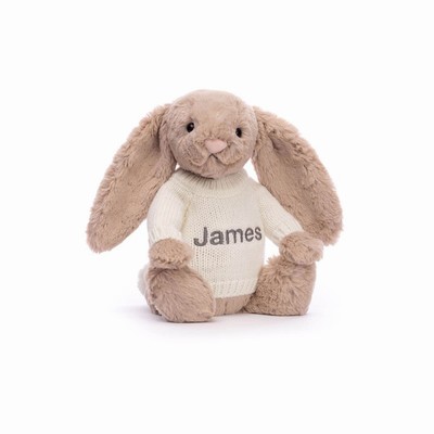 Jellycat Bashful Beige Bunny with Cream Jumper UK | 49602LCBY